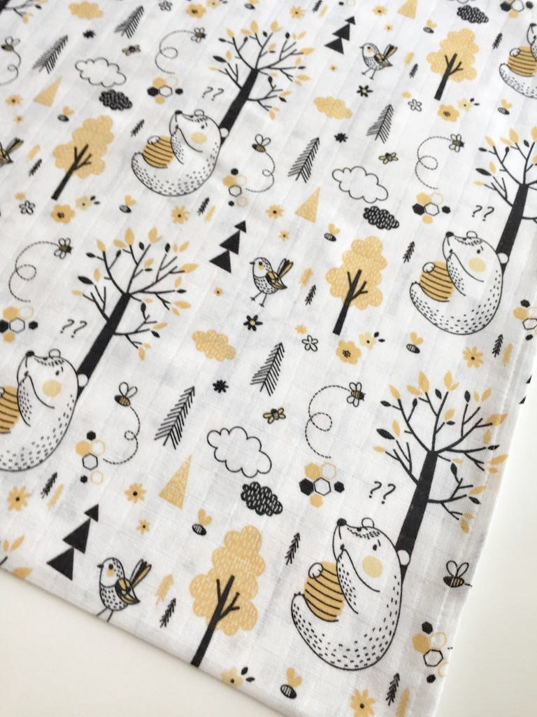XL muslin cloth yellow bears