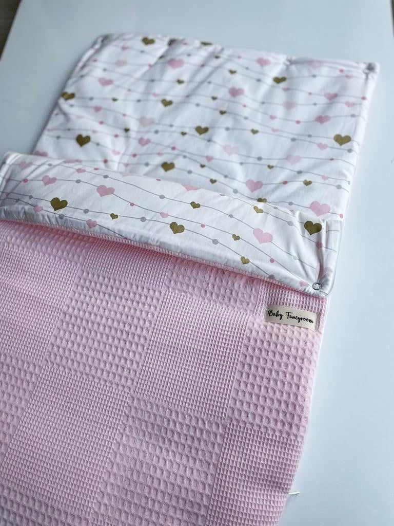 2in1 wrap for baby car seat / baby sleeping bag pink hearts