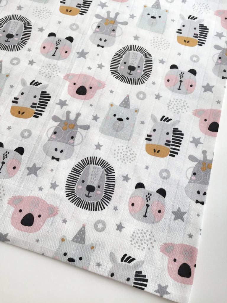 XL muslin cloth colorful animals
