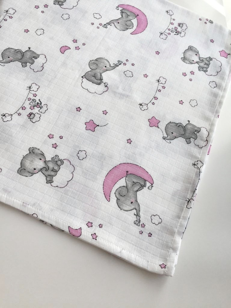 XL Muslin Cloth Gray Elephants