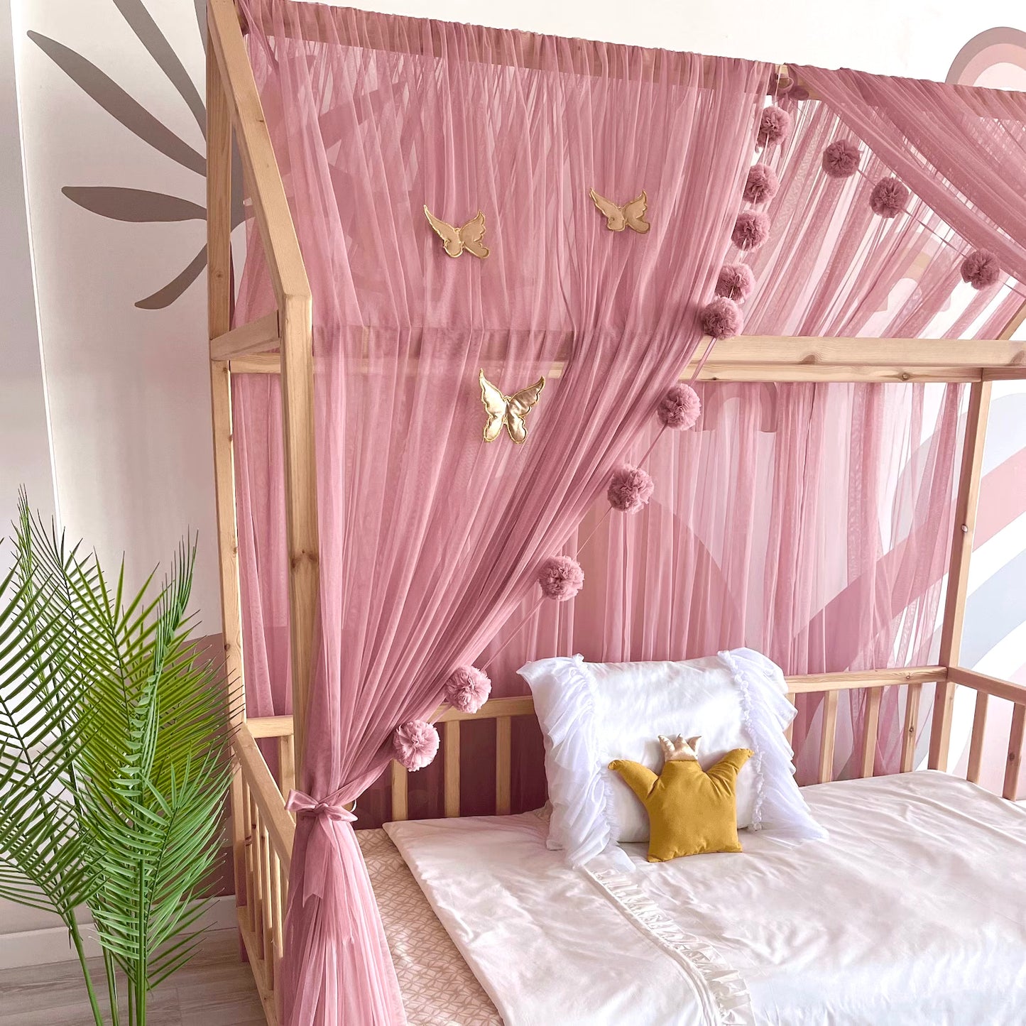 house bed - canopy old pink