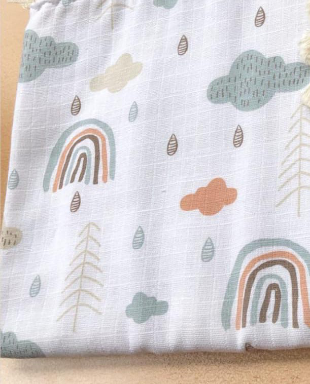 XL muslin cloth mint green rainbow