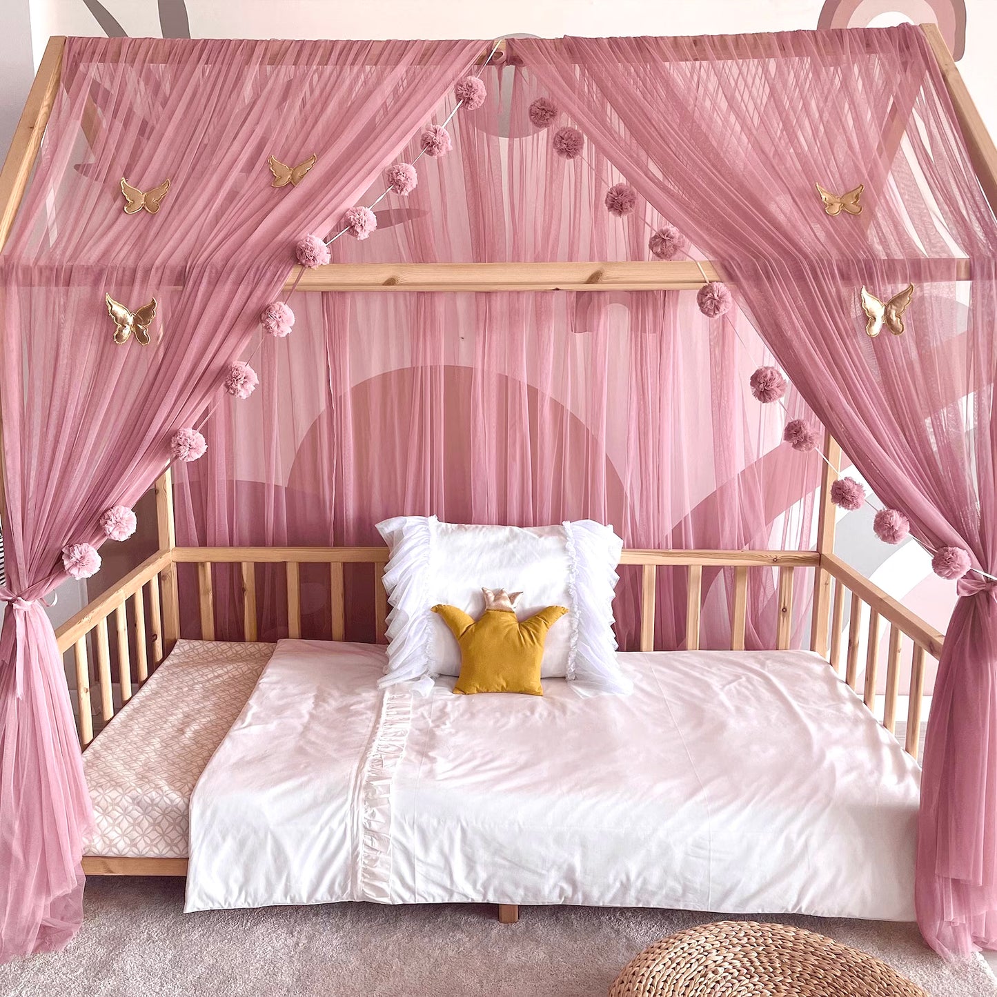 house bed - canopy old pink