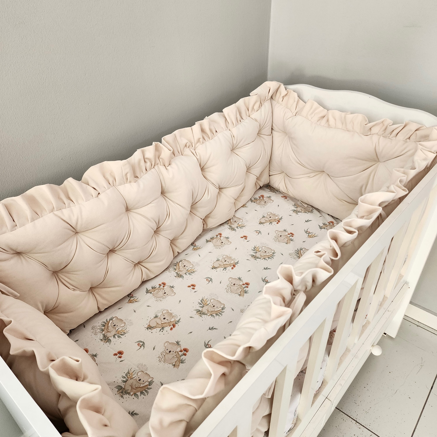 Velvet bed border cream, Koala bed linen