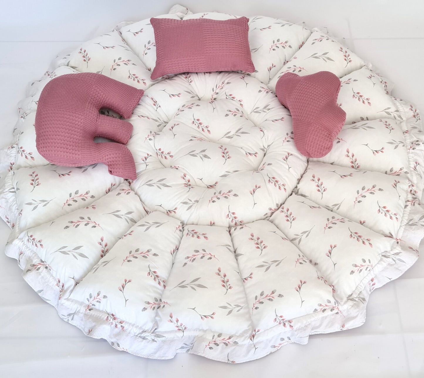 2in1 Spielmatte / Babynest dunkel altrosa Weidenkätzchen