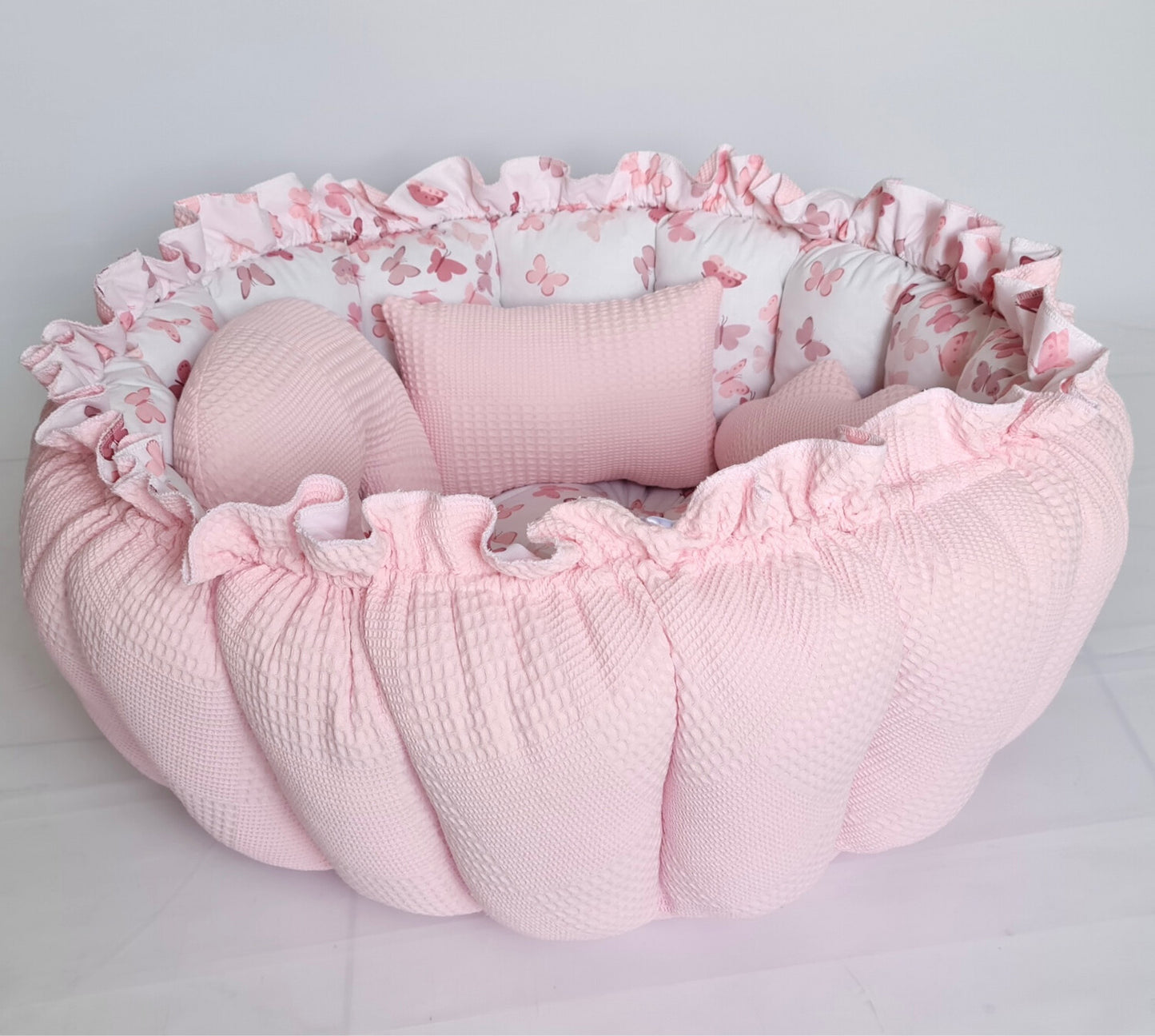 2in1 play mat / baby nest pink butterflies