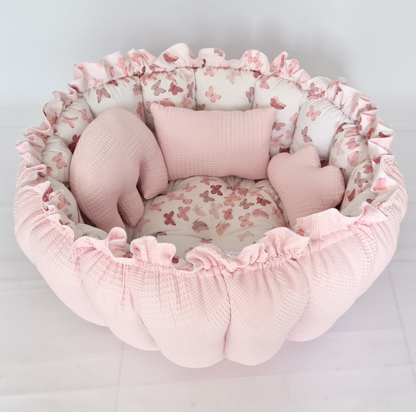 2in1 play mat / baby nest pink butterflies