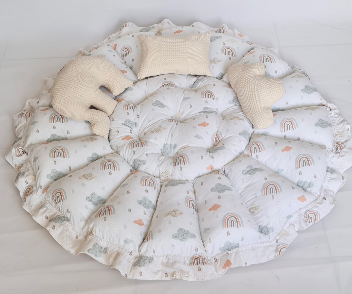 2in1 play mat / baby nest light beige rainbow