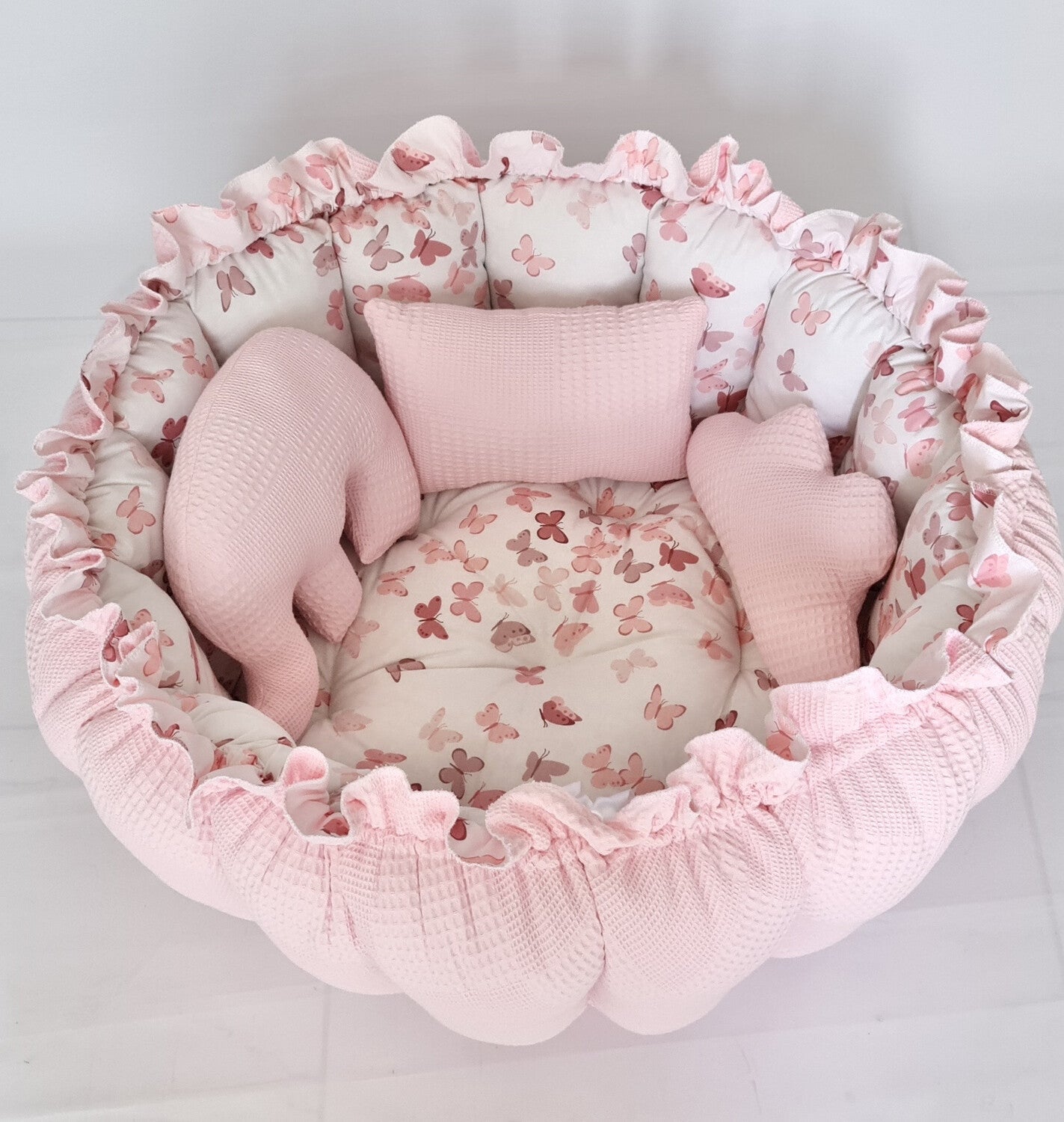 2in1 play mat / baby nest pink butterflies