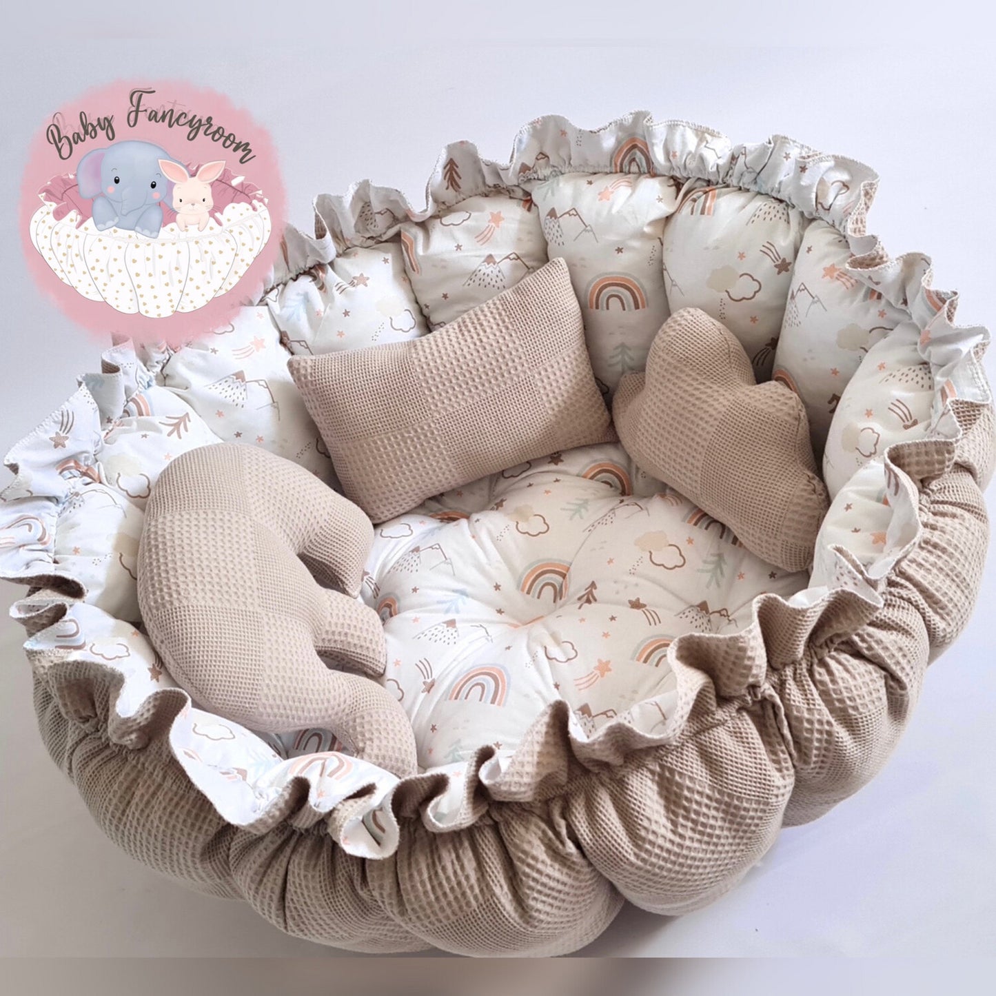 2in1 play mat / baby nest taupe rainbow