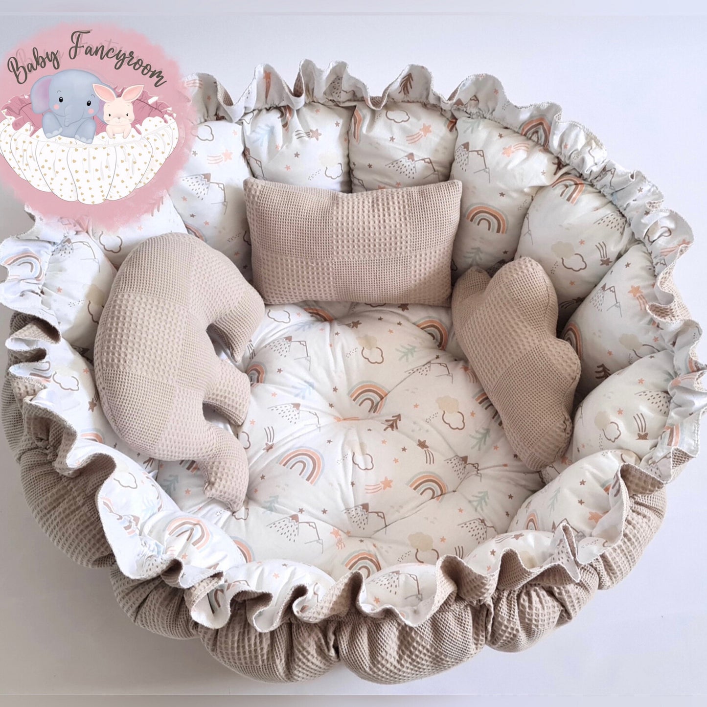 2in1 play mat / baby nest taupe rainbow