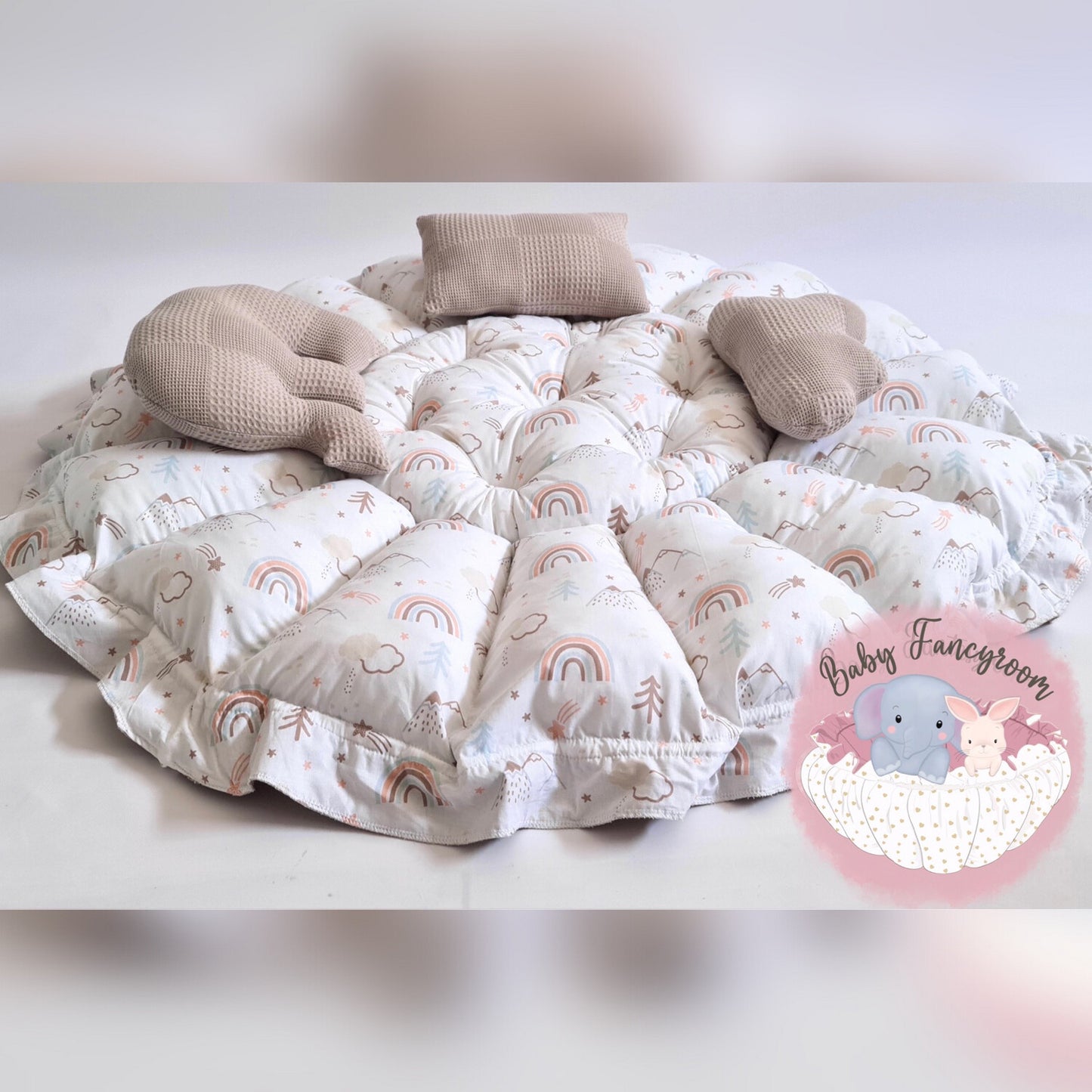 2in1 play mat / baby nest taupe rainbow