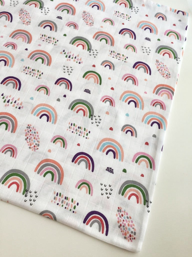XL muslin cloth pink rainbow