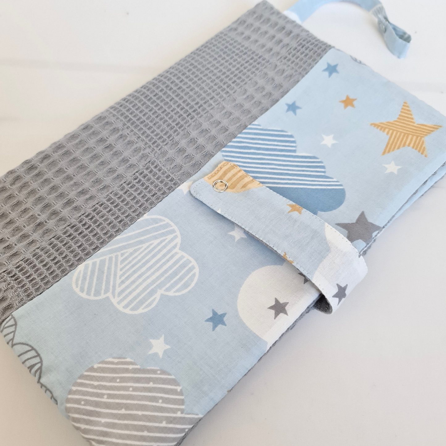 diaper bag classic gray blue clouds