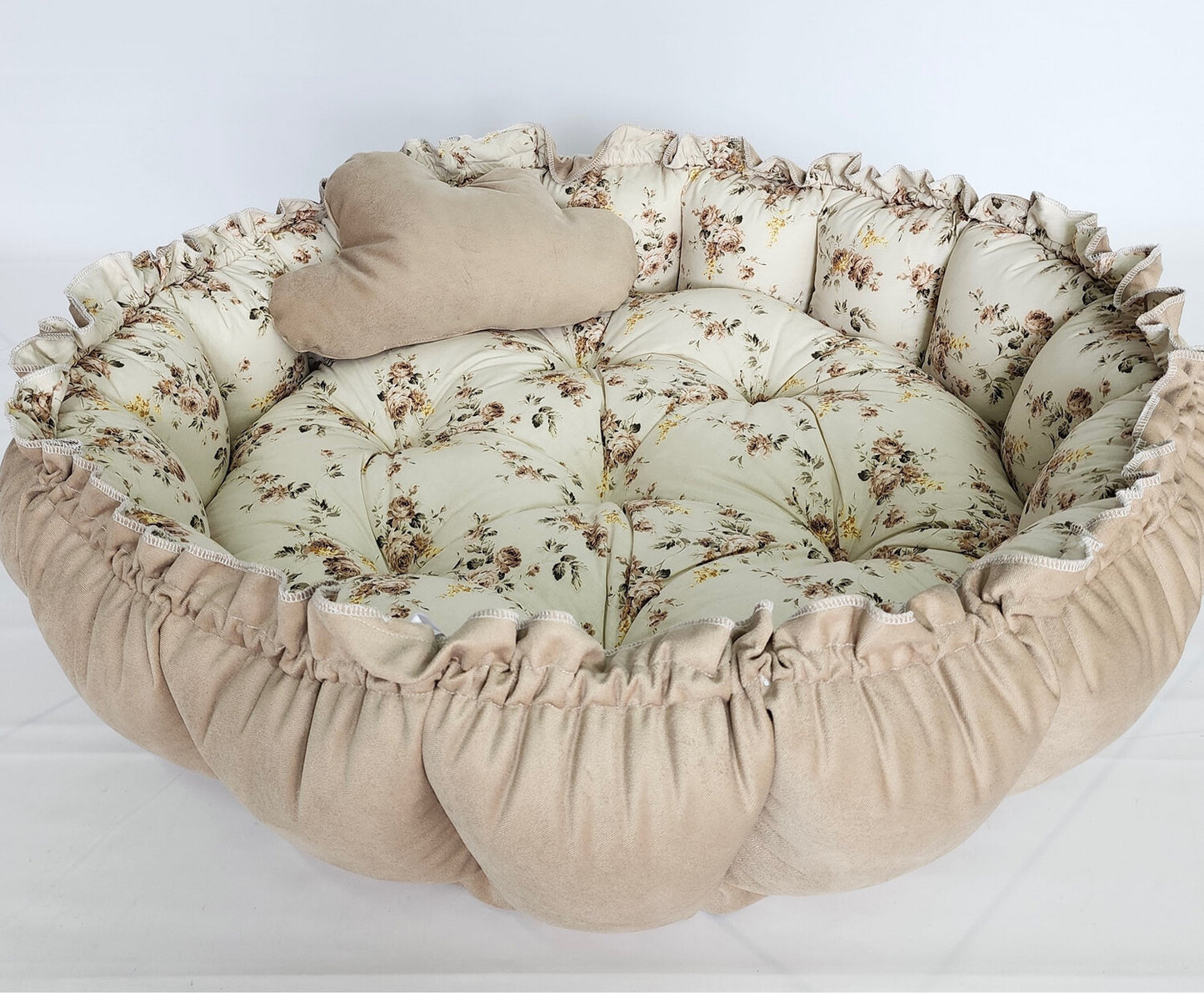 Velvet 2in1 play mat / baby nest beige