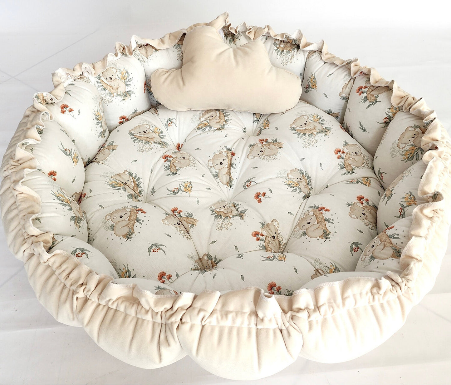 Velvet 2in1 play mat / baby nest cream koala