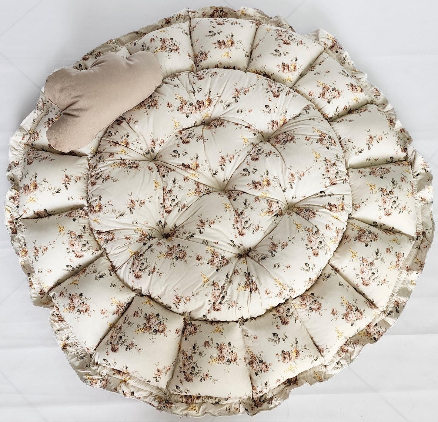 Velvet 2in1 play mat / baby nest beige