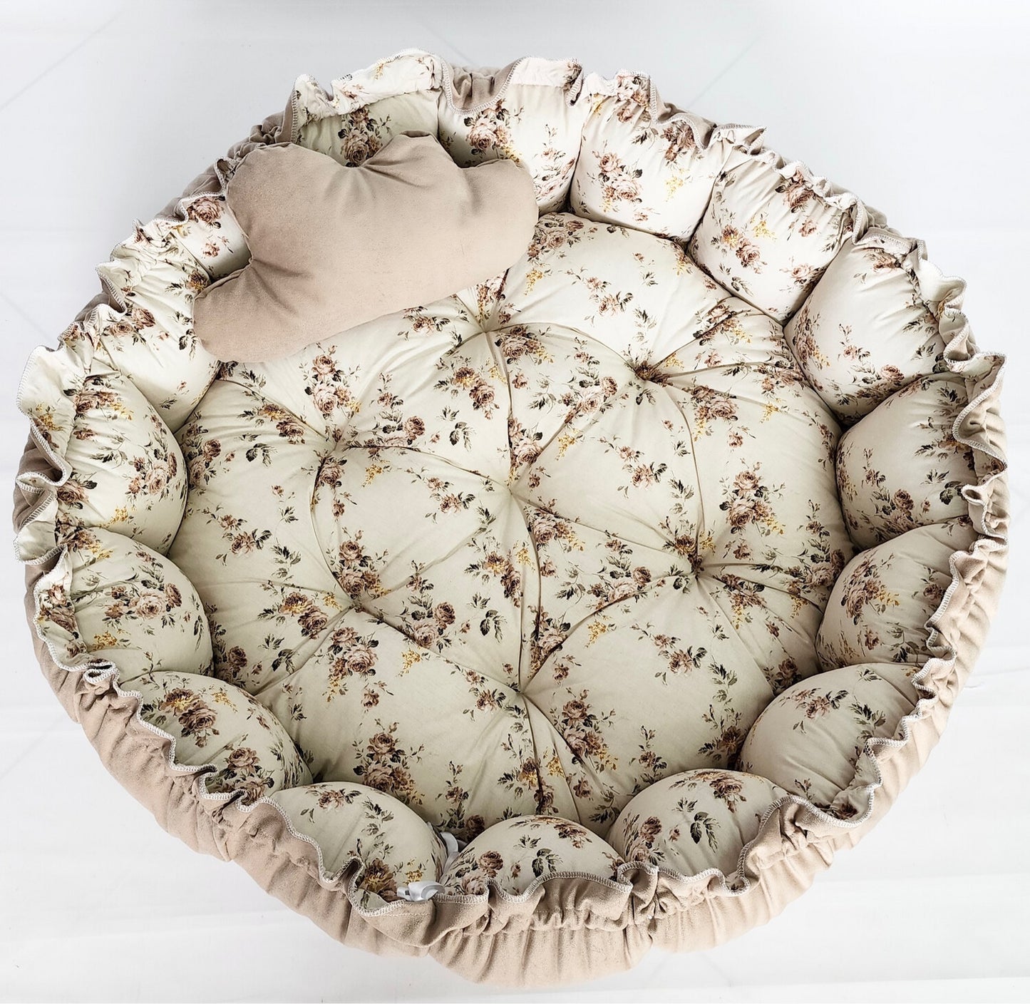 Velvet 2in1 play mat / baby nest beige