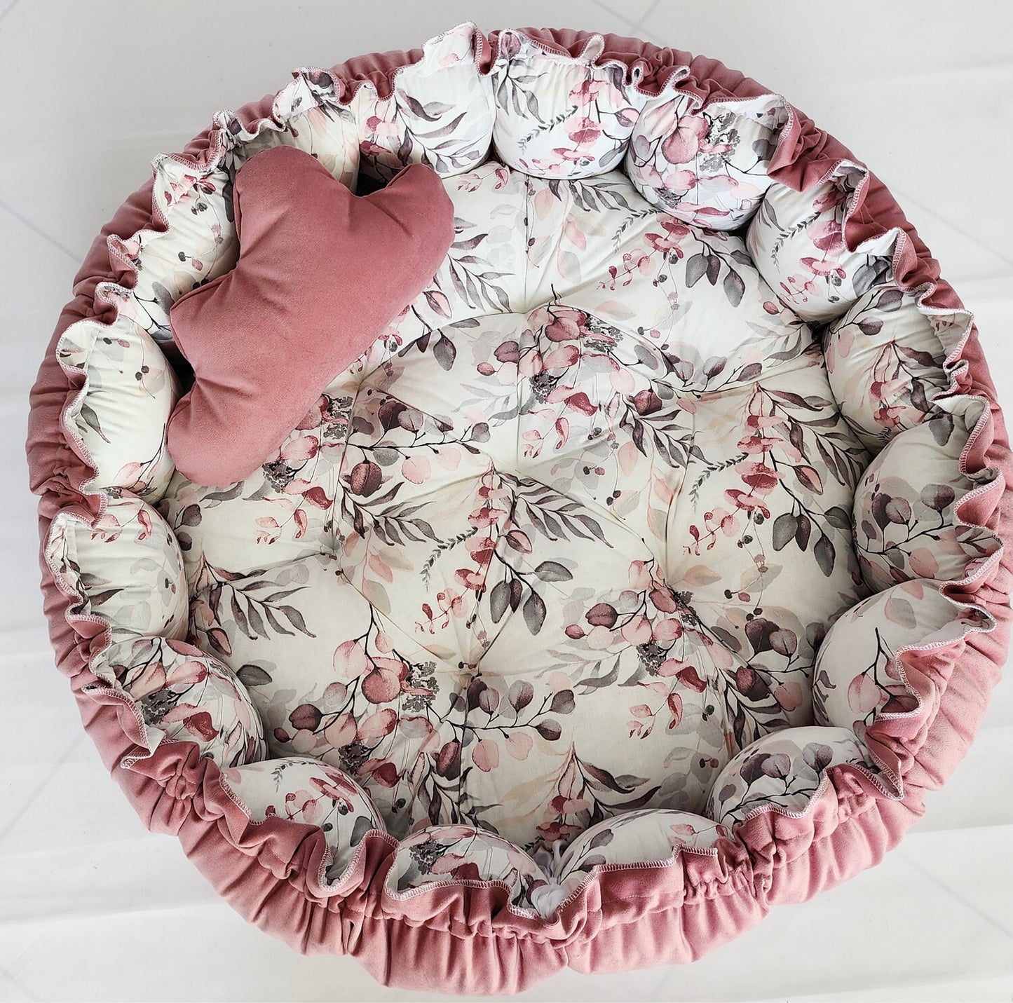 Velvet 2in1 Play Mat / Baby Nest Dark Old Pink Eucalyptus
