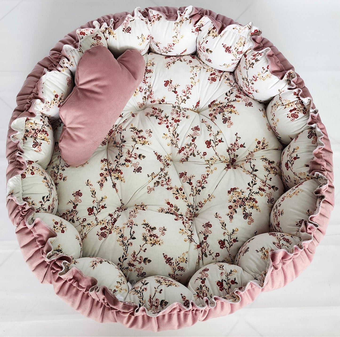 Velvet 2in1 Play Mat / Baby Nest Old Pink