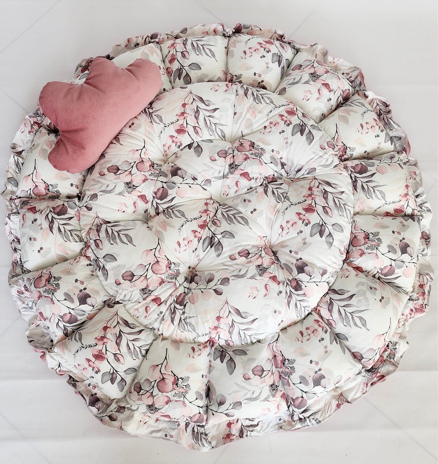 Velvet 2in1 Play Mat / Baby Nest Dark Old Pink Eucalyptus