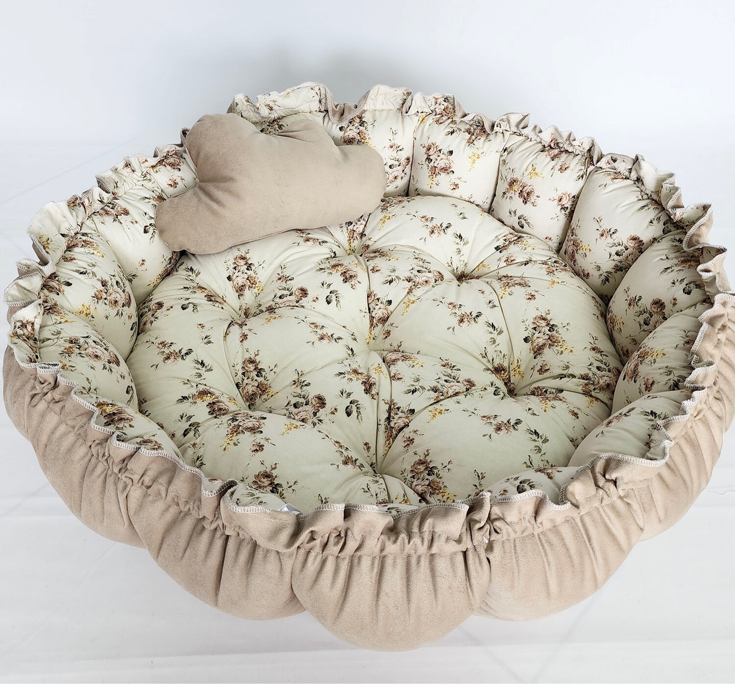 Velvet 2in1 play mat / baby nest beige
