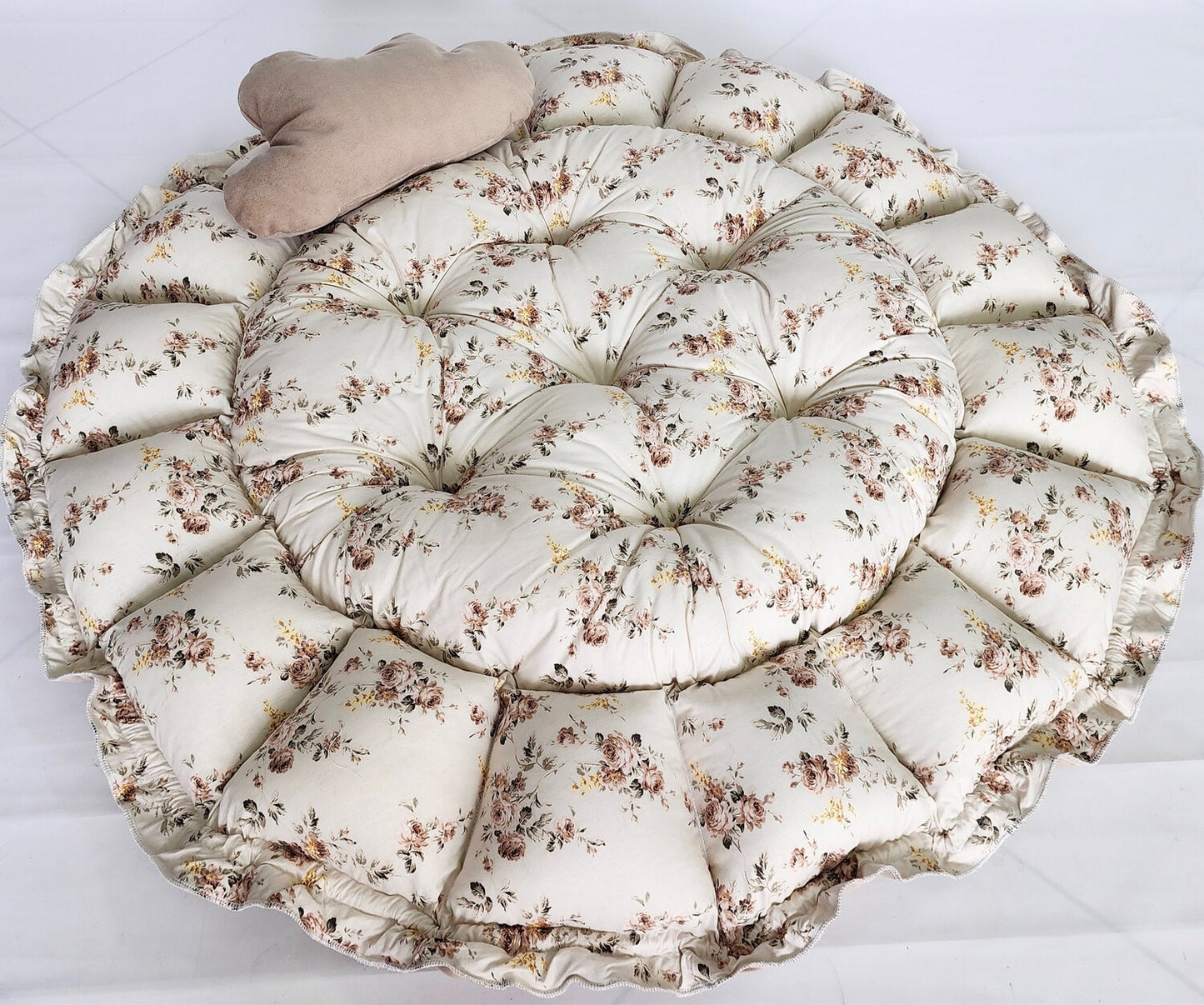 Velvet 2in1 play mat / baby nest beige