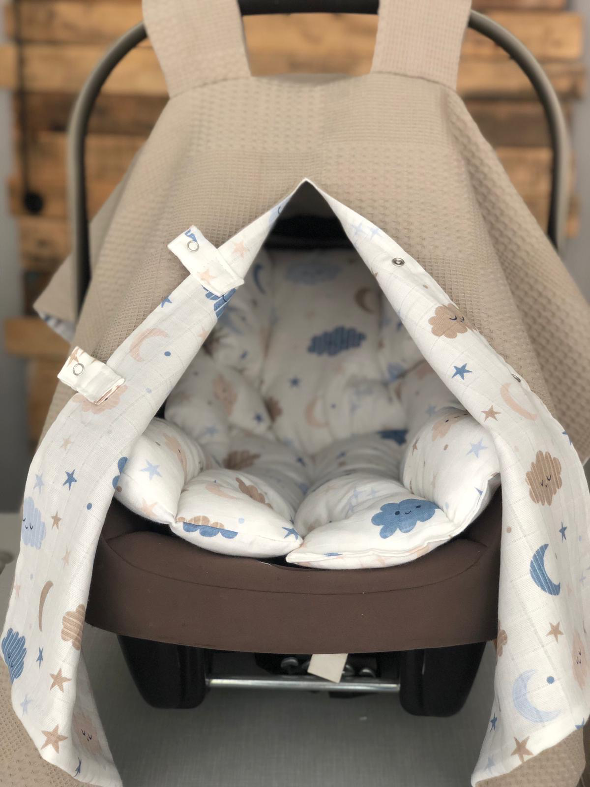 Babyschalen Set 2-lagig, Taupe Wolken