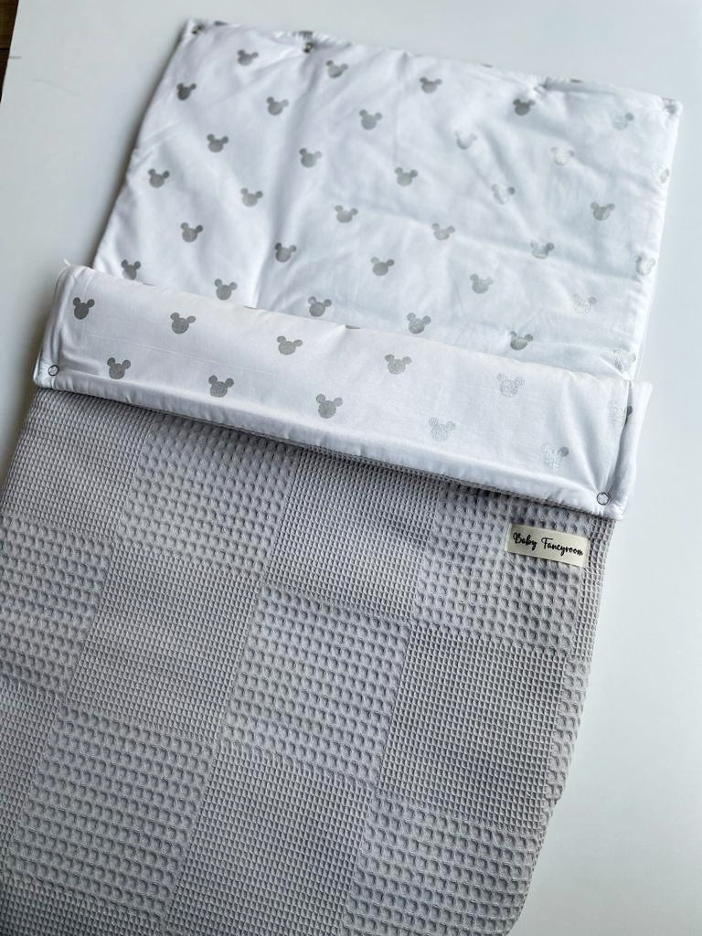 2in1 Einschlagdecke für Babyschale / Baby Schlafsack graue Mäuse