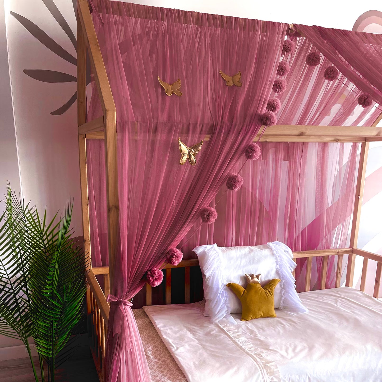 House bed - canopy dark old pink