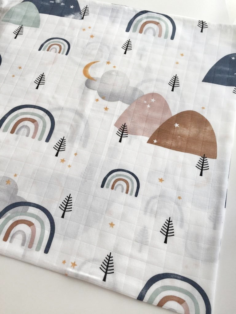 XL Muslin Cloth Rainbow and Mountains