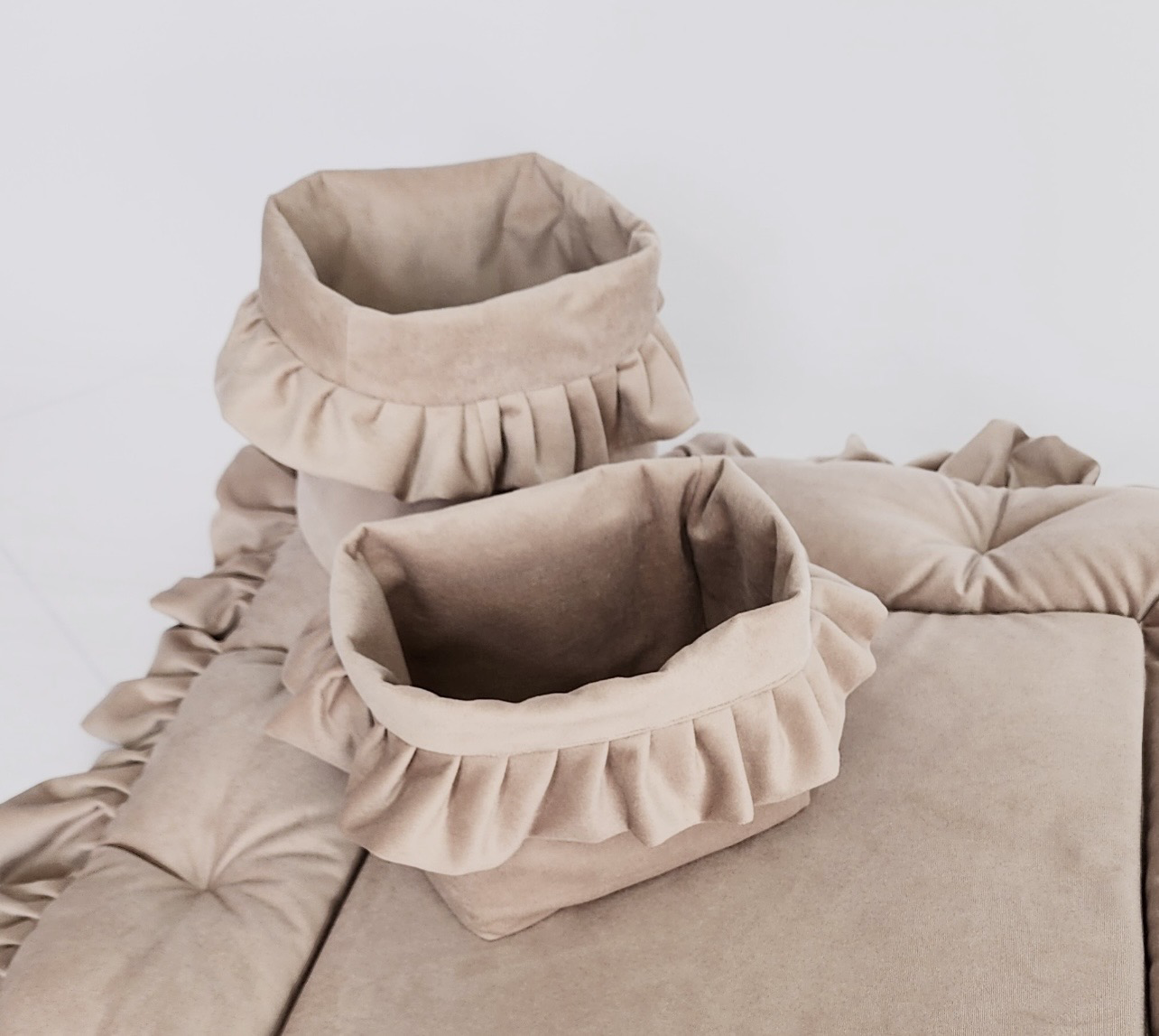 Utensilokörbchen Samt Beige