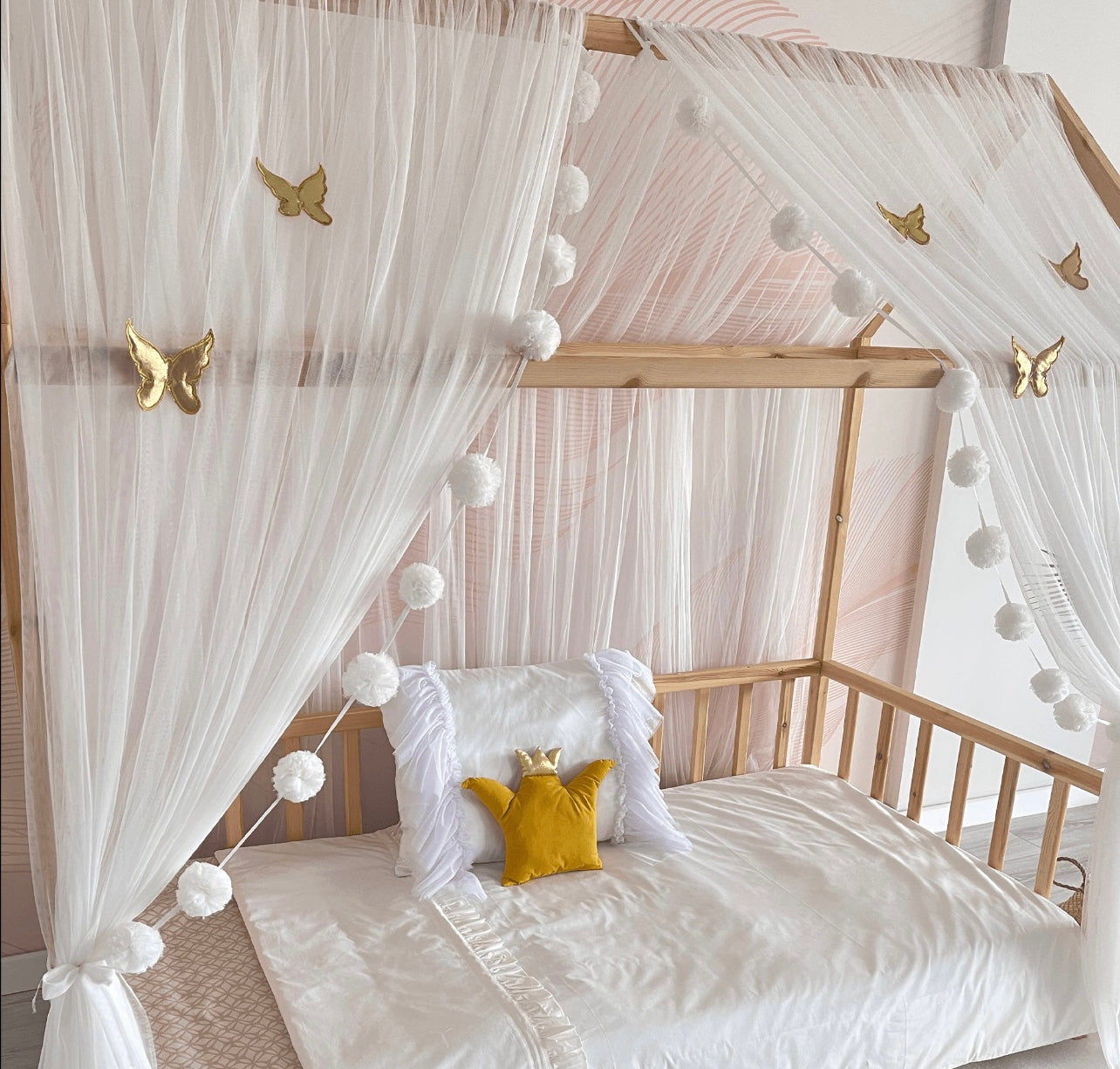 House bed - canopy ecru / white