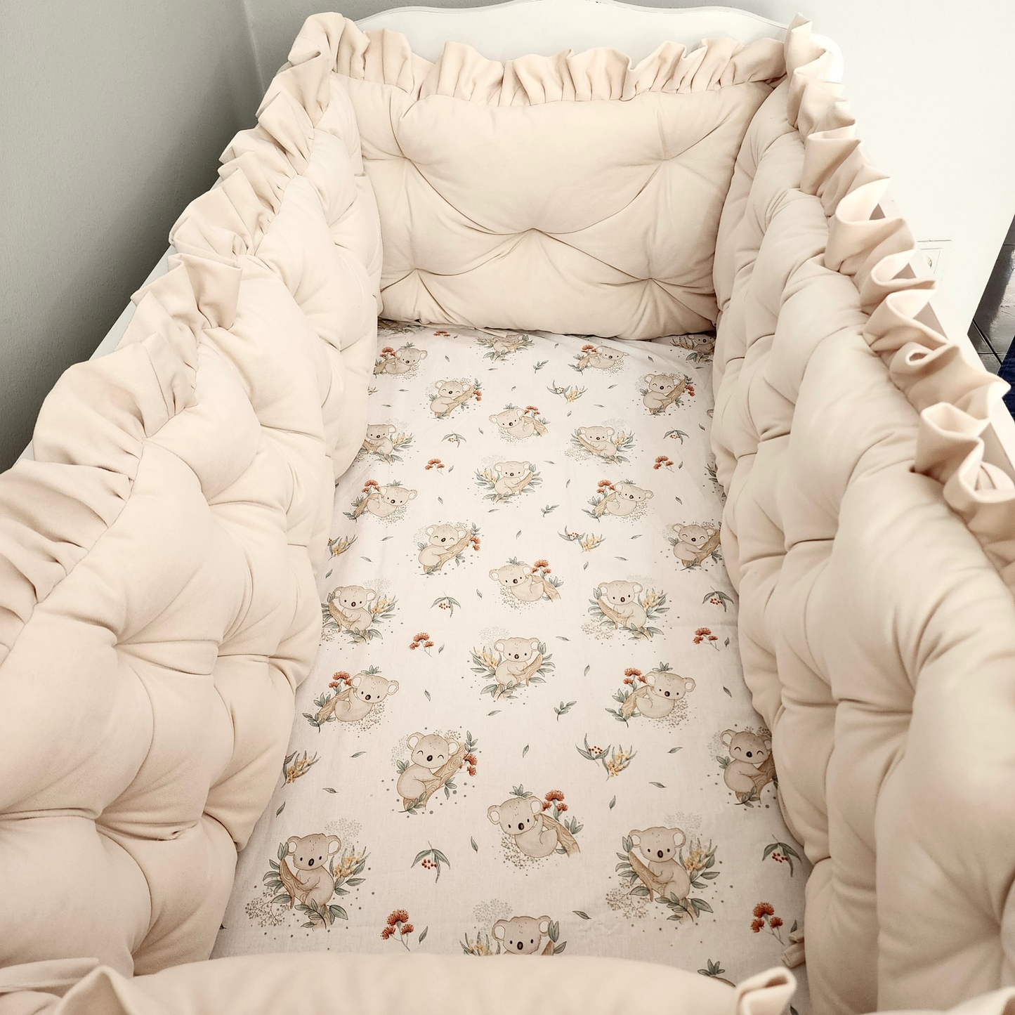 Velvet bed border cream, Koala bed linen
