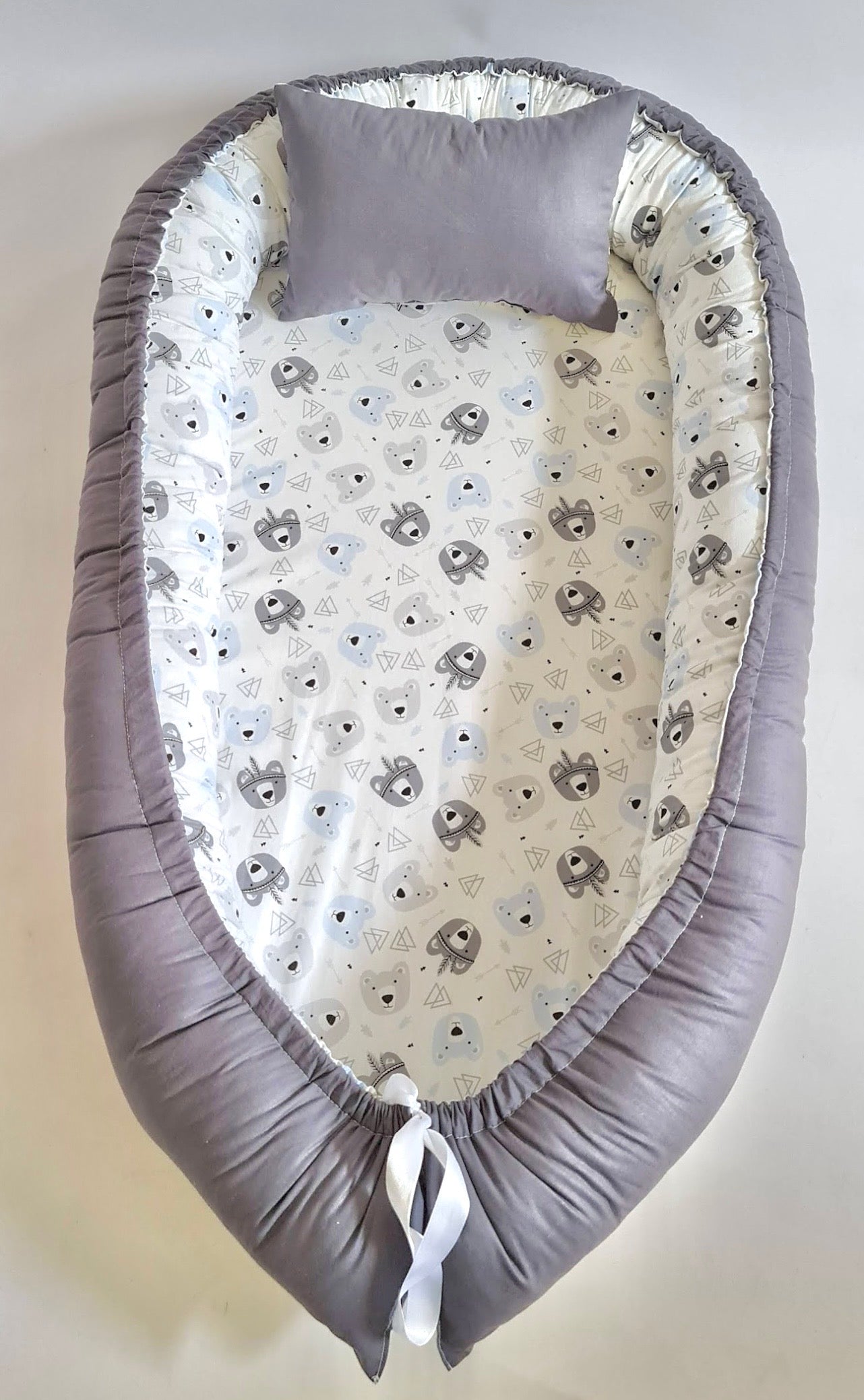 Babynestchen Anthrazit Blaue Bären