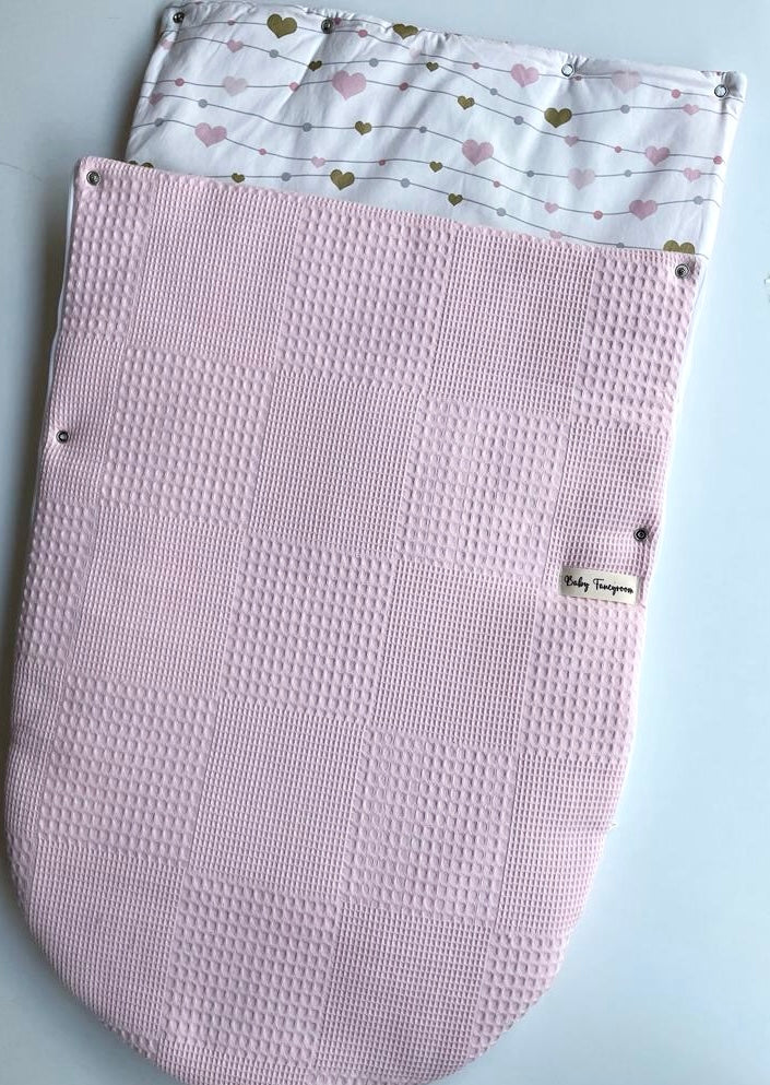 2in1 wrap for baby car seat / baby sleeping bag pink hearts