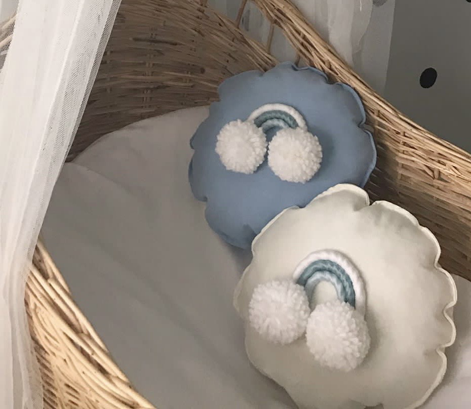 Macrame rainbow pillow cream