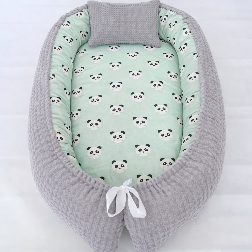 Babynestchen Grau Mintgrün Panda