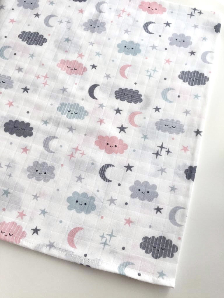 XL muslin cloth pink clouds