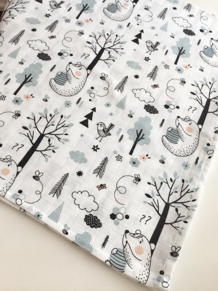 XL muslin cloth green bears