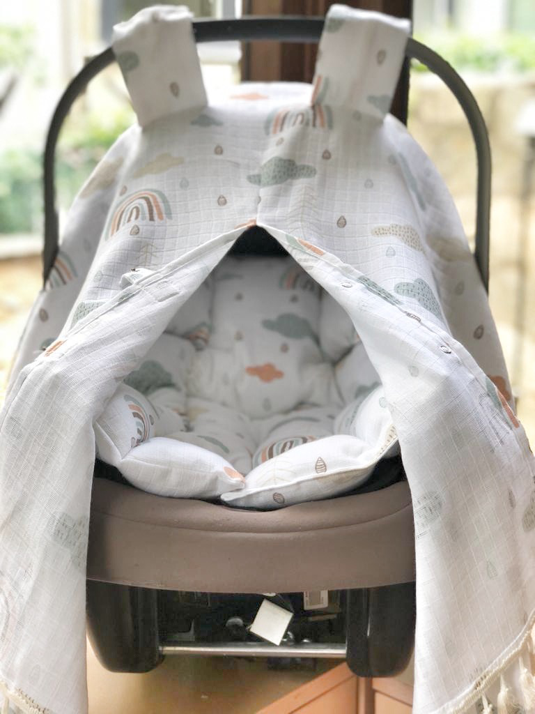 Baby Car Seat Set Rainbow with Fringes