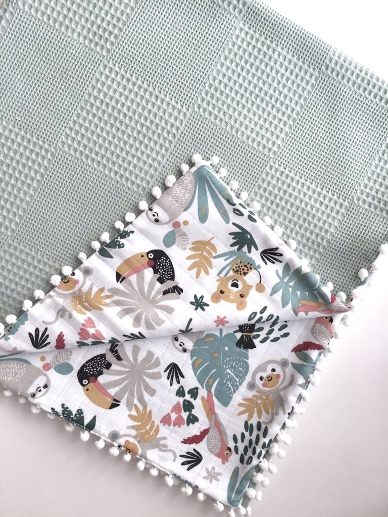 Muslin Baby Blanket Green Jungle