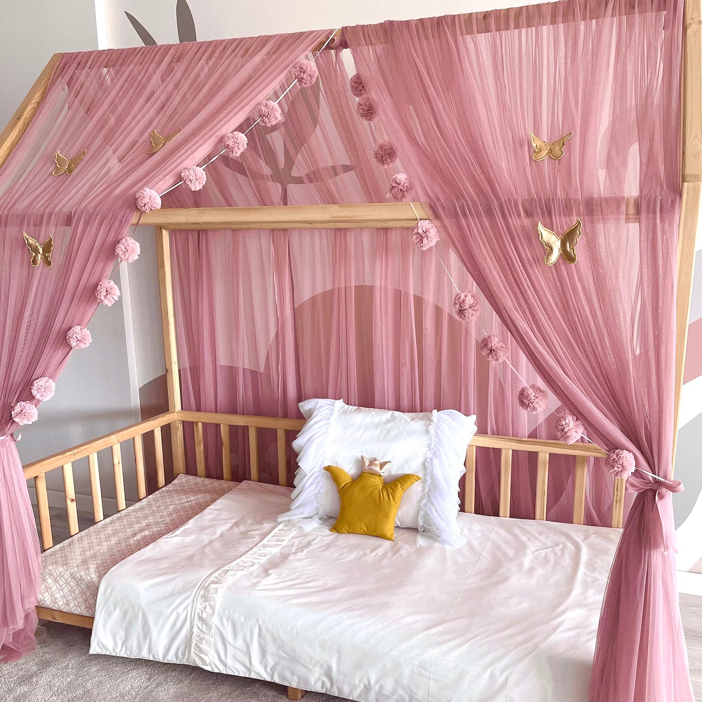 house bed - canopy old pink