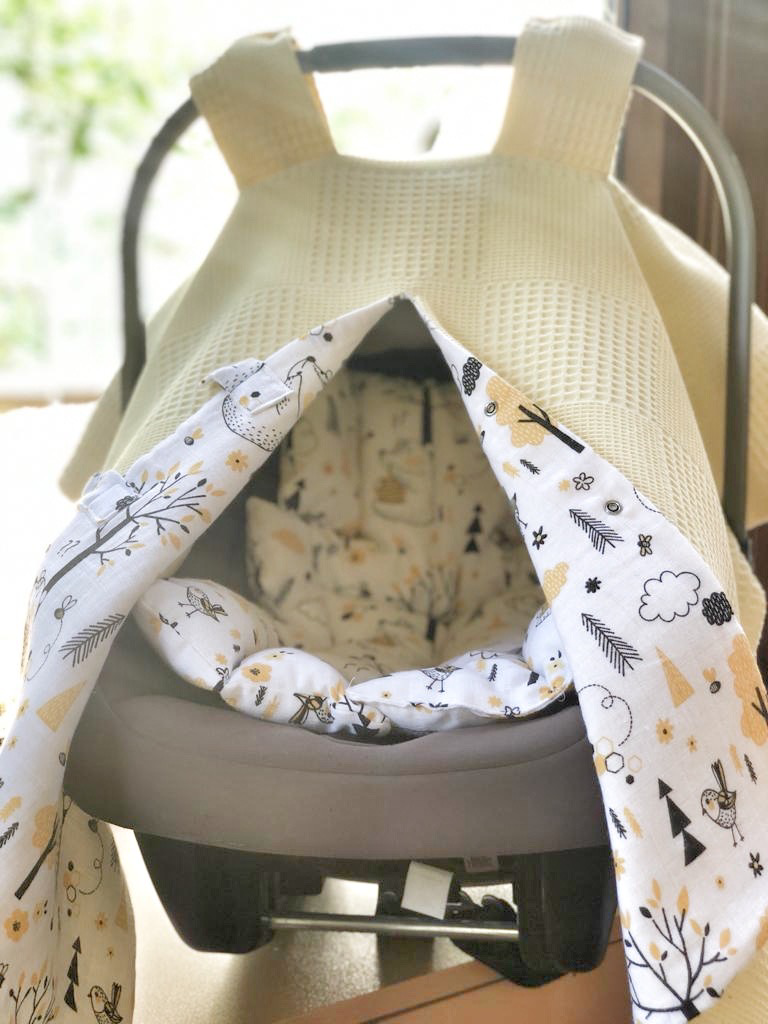 Baby car seat set 2-layer, yellow bears