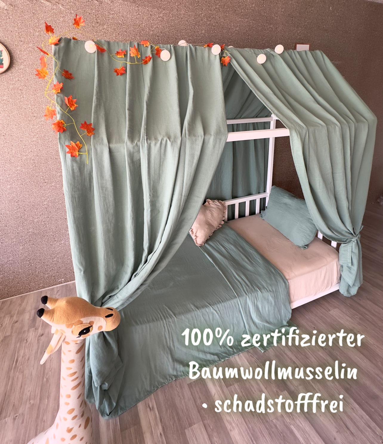 Muslin house bed - canopy khaki