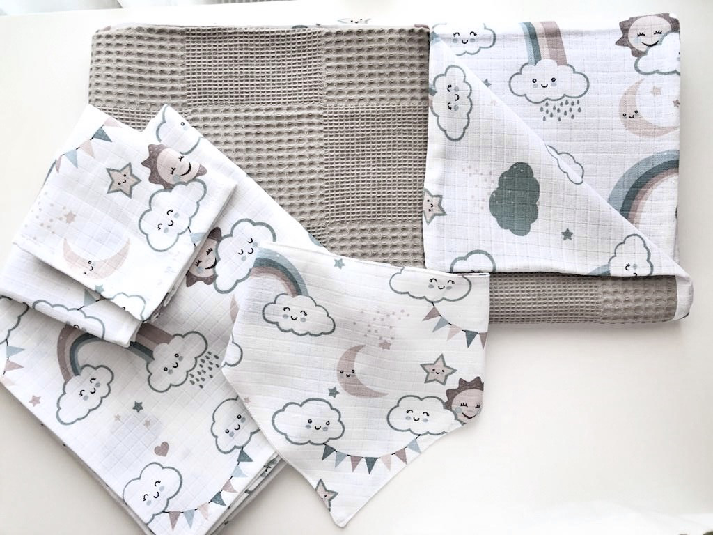 Muslin Newborn Savings Set taupe rainbow