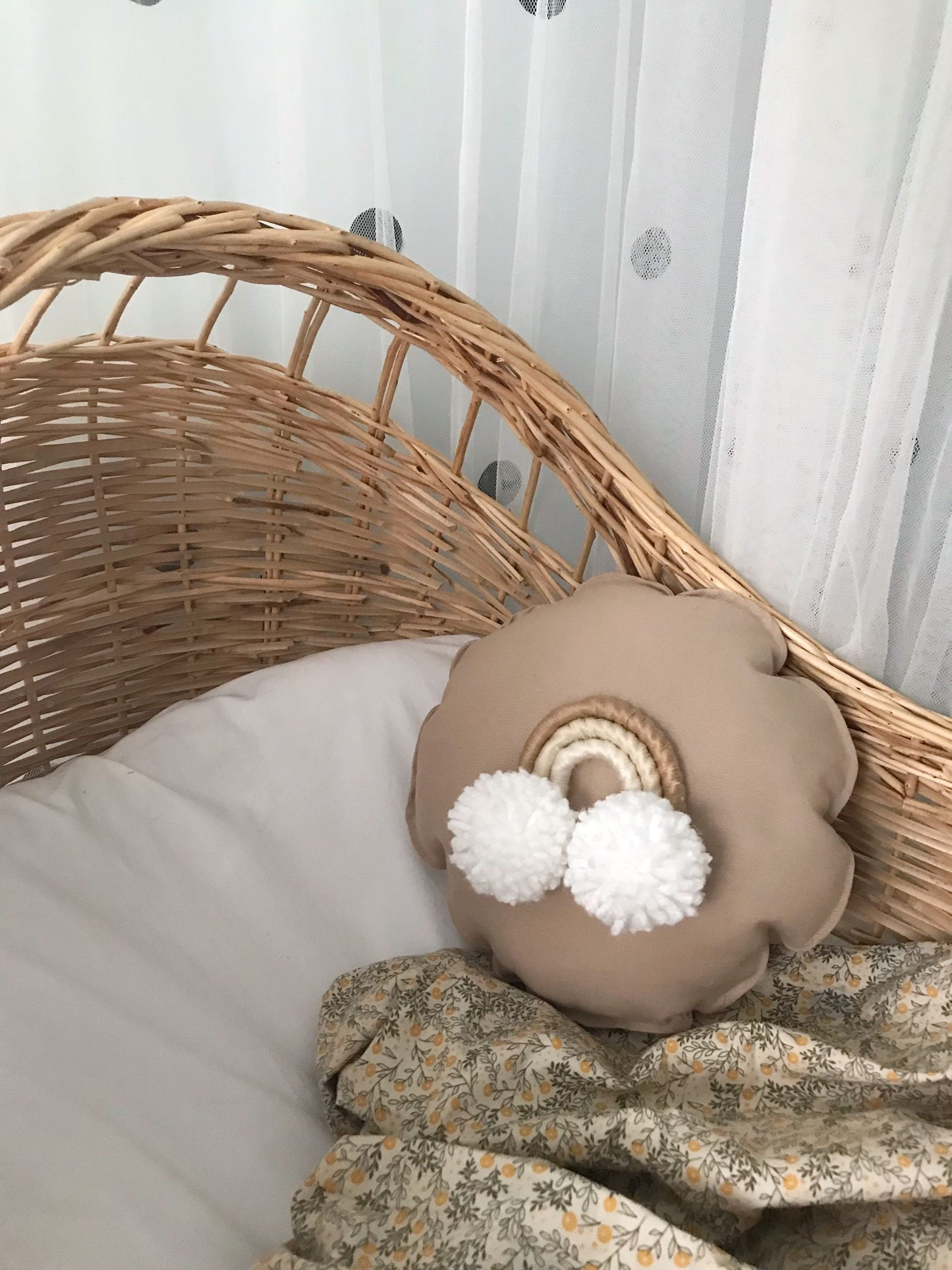 Macrame rainbow cushion brown beige