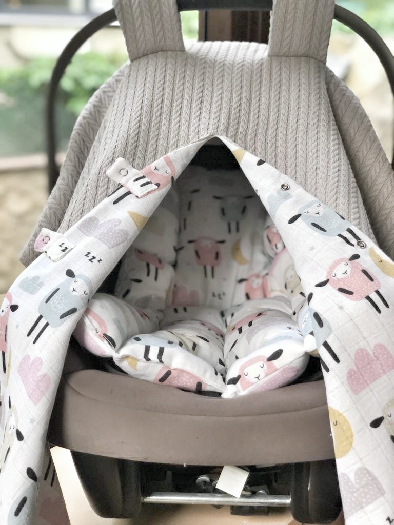 Baby Car Seat Set 2-layer, gray animals