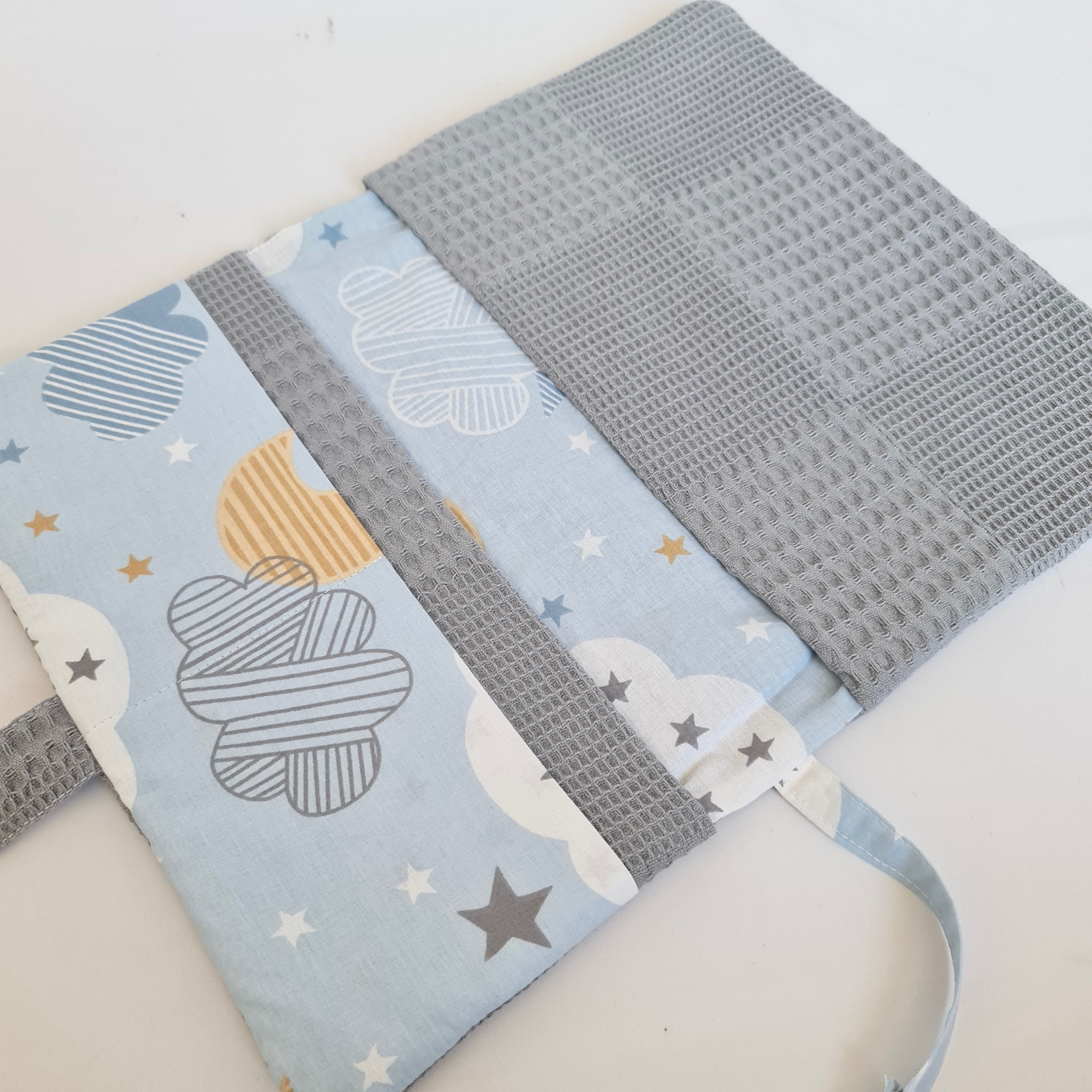 diaper bag classic gray blue clouds