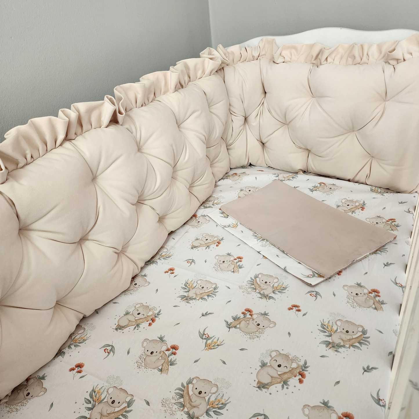 Velvet bed border cream, Koala bed linen